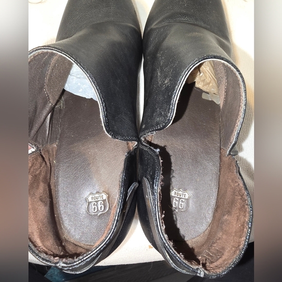 Vintage Route 66 Black Faux Leather Y2K Boho Western Bootie Boots Block Heels 10 - Picture 6 of 9